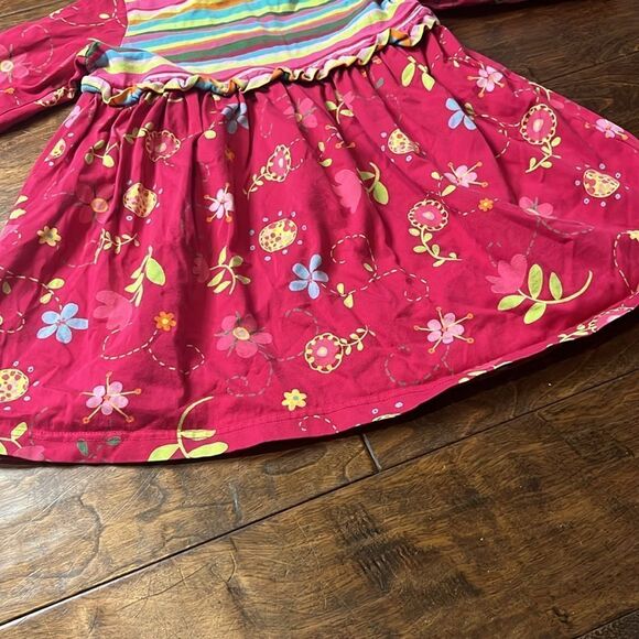 Hanna Andersson Horizontal Stripe/Floral Long Sleeve Dress, size 18-24 months - Picture 4 of 11